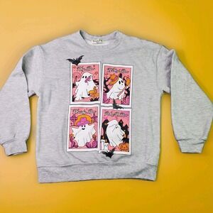 Wound Up Halloween‎ Sweater Juniors Size Medium 8-10 Pullover Ghost Sweater
